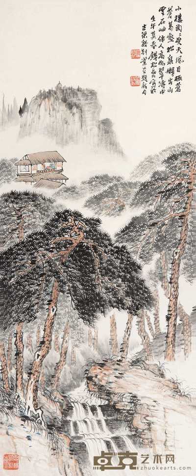 钱松嵒 1942年作 山水 立轴 79×33cm
